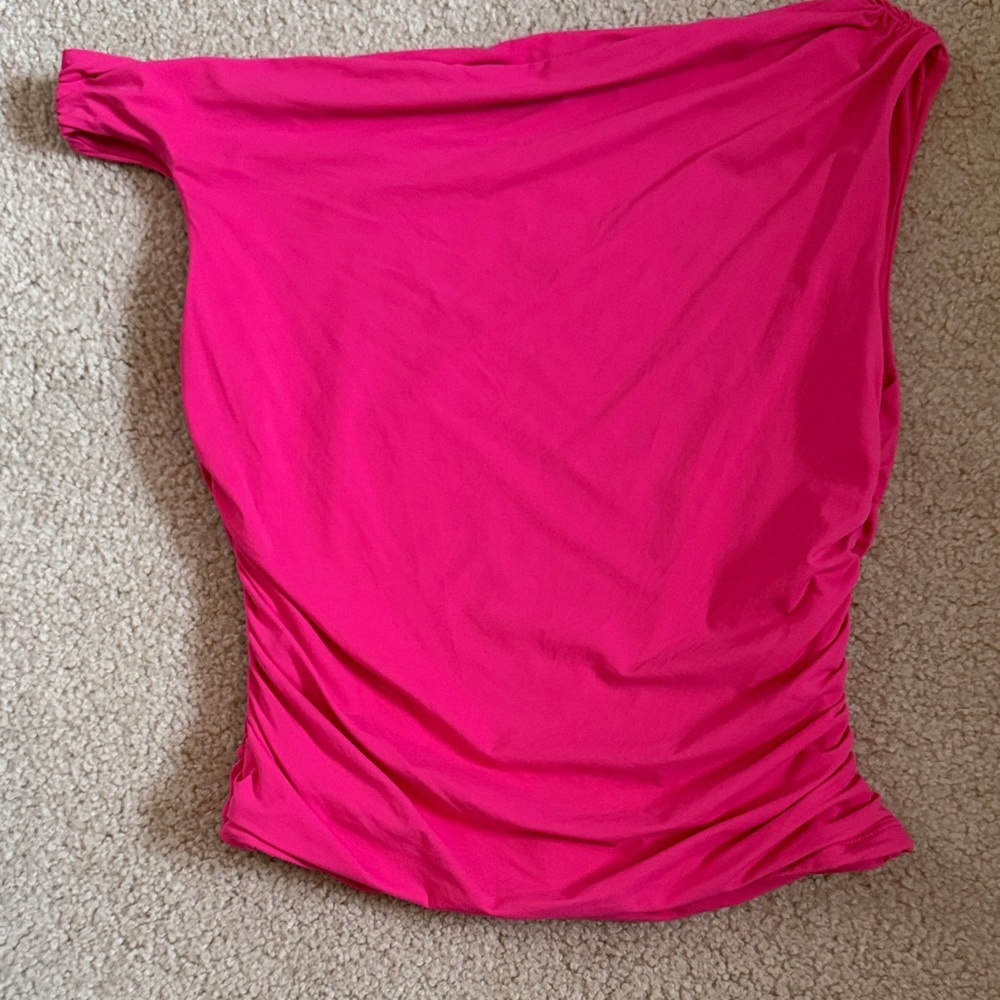 Vibrant Pink One-Shoulder Blouse